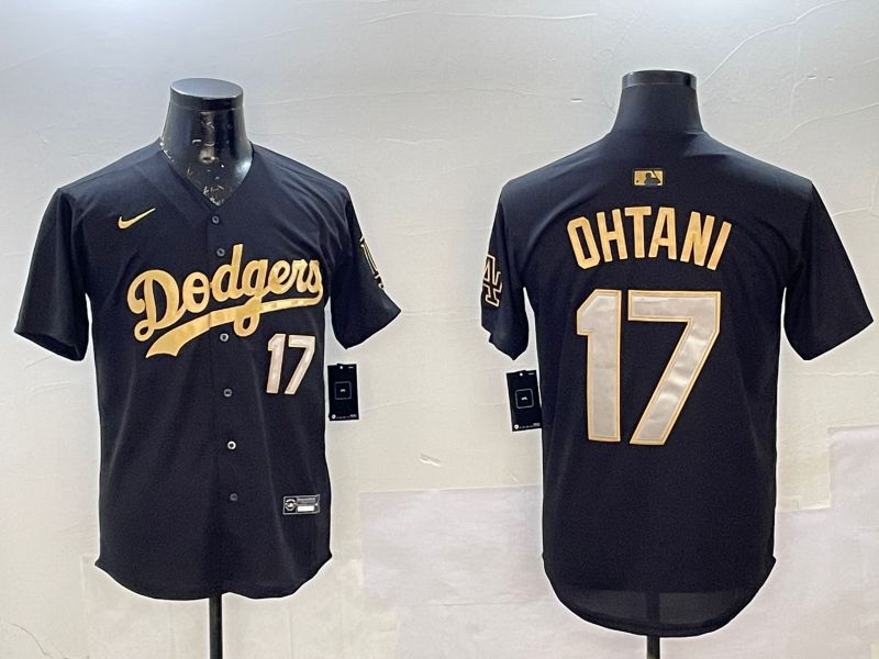 Men Los Angeles Dodgers 17 Ohtani Black Gold Game 2025 Nike MLB Jersey style 0225